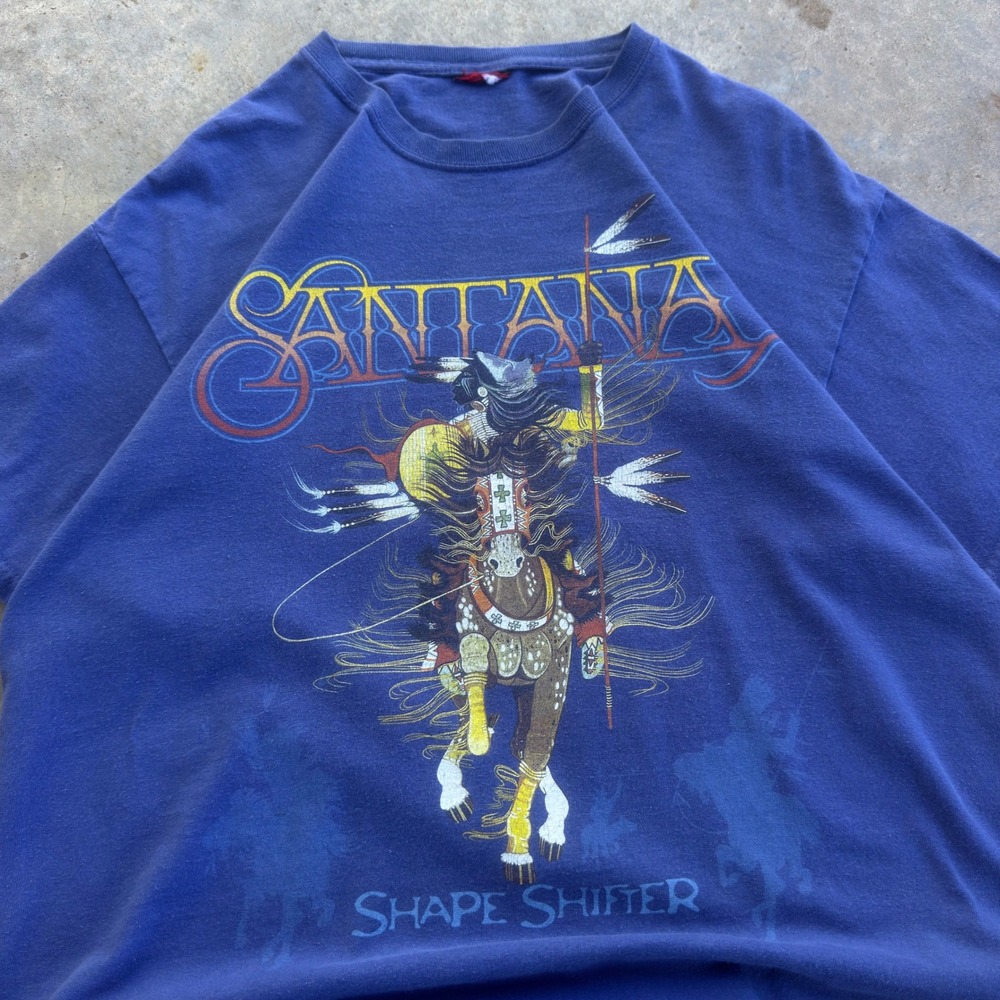 Vintage 2010s Santana Shape Shifter Tour 2012 Band Tee Blue L (f9)
